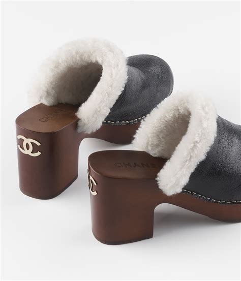 Clogs Crackled Sheepskin & Shearling Sheepskin Black & White